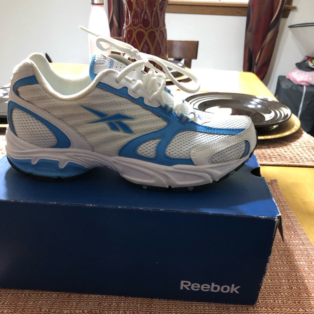 White and blue Reebok